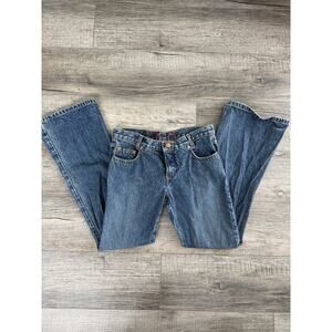 Vtg Y2K Blue Station Flare Jeans Women's 6 Low Rise Medium Wash Denim 30x29